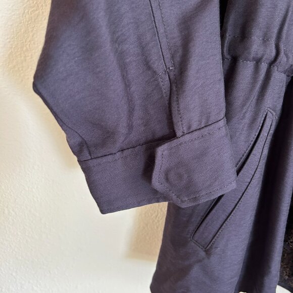 Logo Lori Goldstein Jacket 16 Blue Lace Open Front Flowy Waist Cinch - Picture 5 of 11